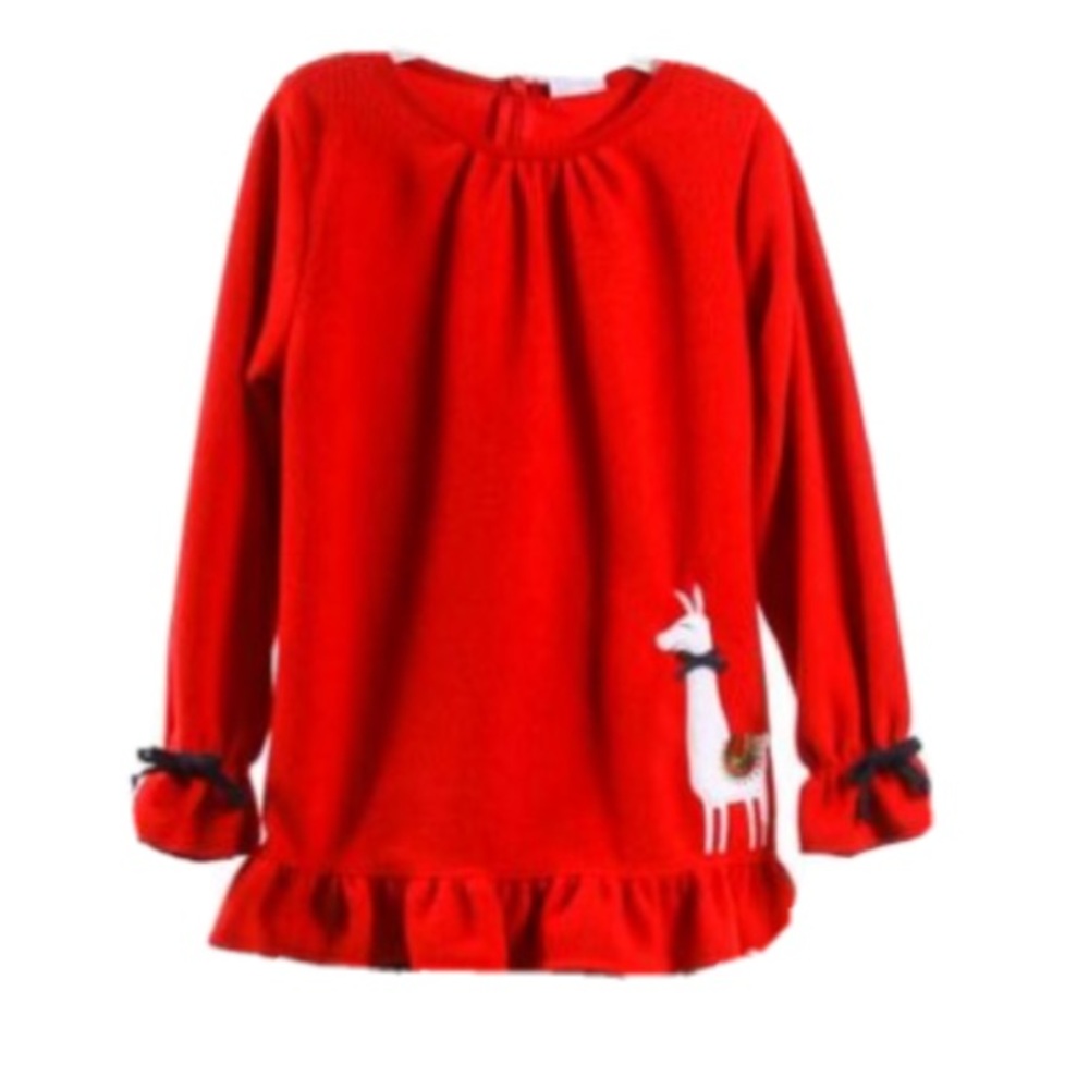 New Florence Eiseman Llama Alpaca Fleece Red Girl’s Holiday